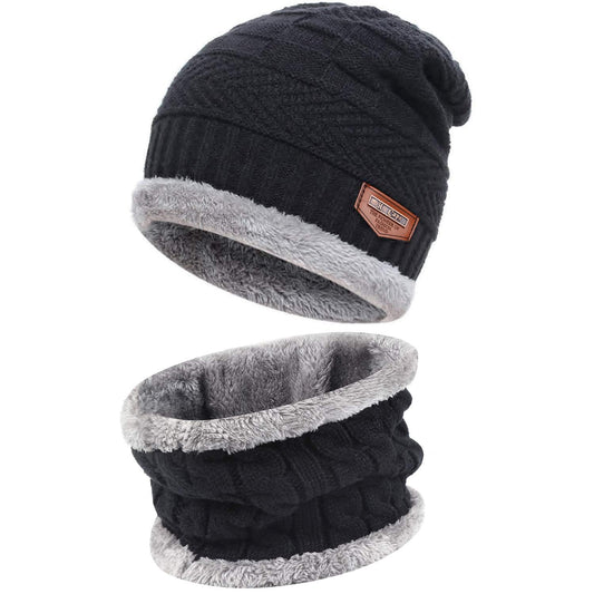 Beanie Wool Cap with Neck Warmer